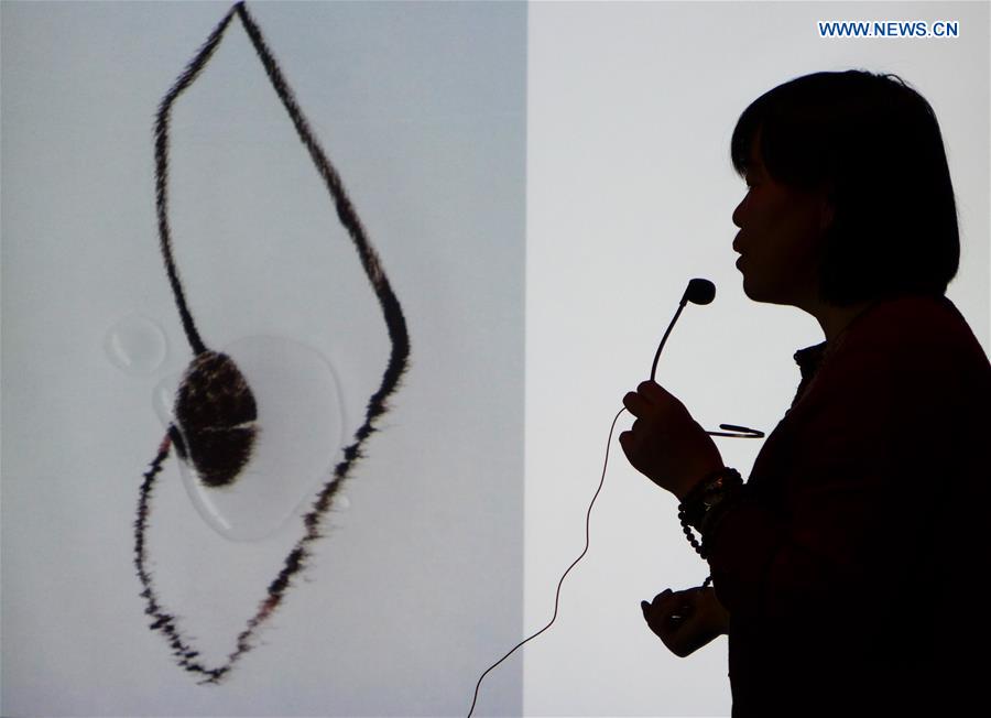 Liang Xuefang introduces her embroidery work on an exhibition at the National Center for the Performing Arts in Beijing, capital of China, May 27, 2014. Liang Xuefang introduces her embroidery work on an exhibition at the National Center for the Performing Arts in Beijing, capital of China, May 27, 2014.