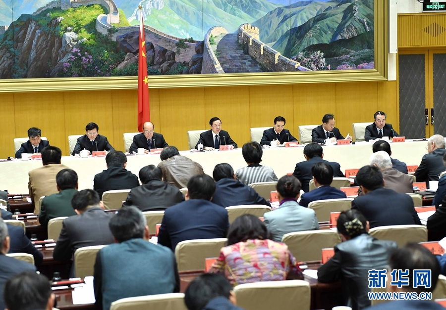 1月13日，中共中央政治局委員、中宣部部長(zhǎng)、全國(guó)“掃黃打非”工作小組組長(zhǎng)劉奇葆在北京出席第三十次全國(guó)“掃黃打非”工作電視電話會(huì)議。新華社記者 李濤 攝