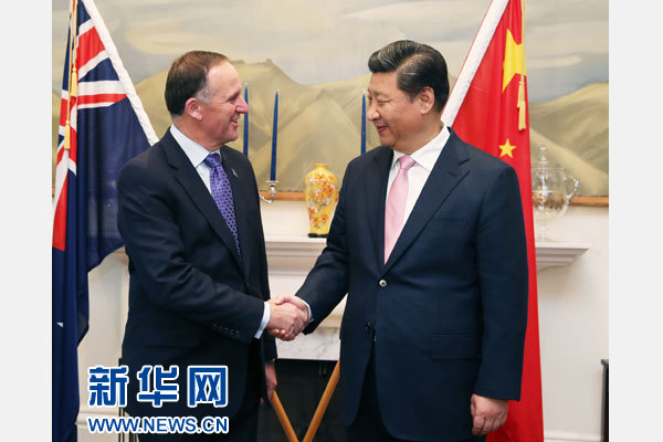 11月20日，中國(guó)國(guó)家主席習(xí)近平在惠靈頓同新西蘭總理約翰·基舉行會(huì)談。 新華社記者 馬占成 攝
