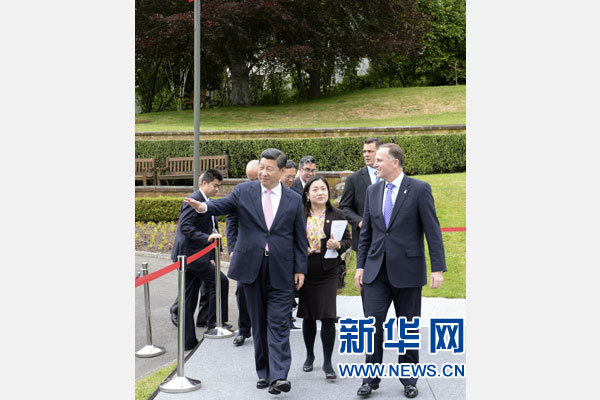 11月20日，中國(guó)國(guó)家主席習(xí)近平在惠靈頓同新西蘭總理約翰·基舉行會(huì)談。 新華社記者 李學(xué)仁 攝
