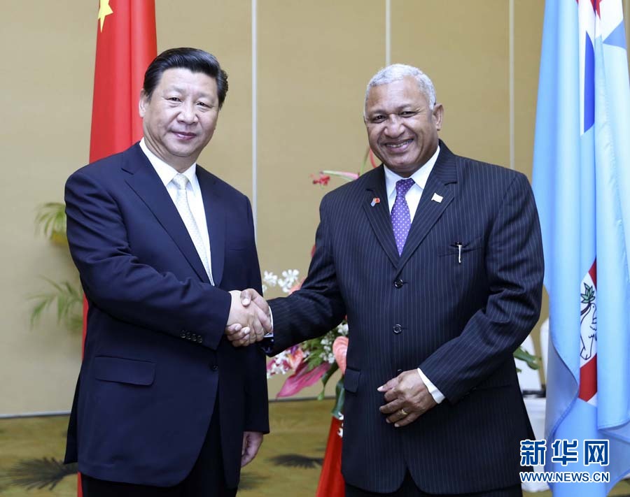 11月22日，中國國家主席習近平在楠迪同斐濟總理姆拜尼馬拉馬舉行會談。 新華社記者姚大偉攝