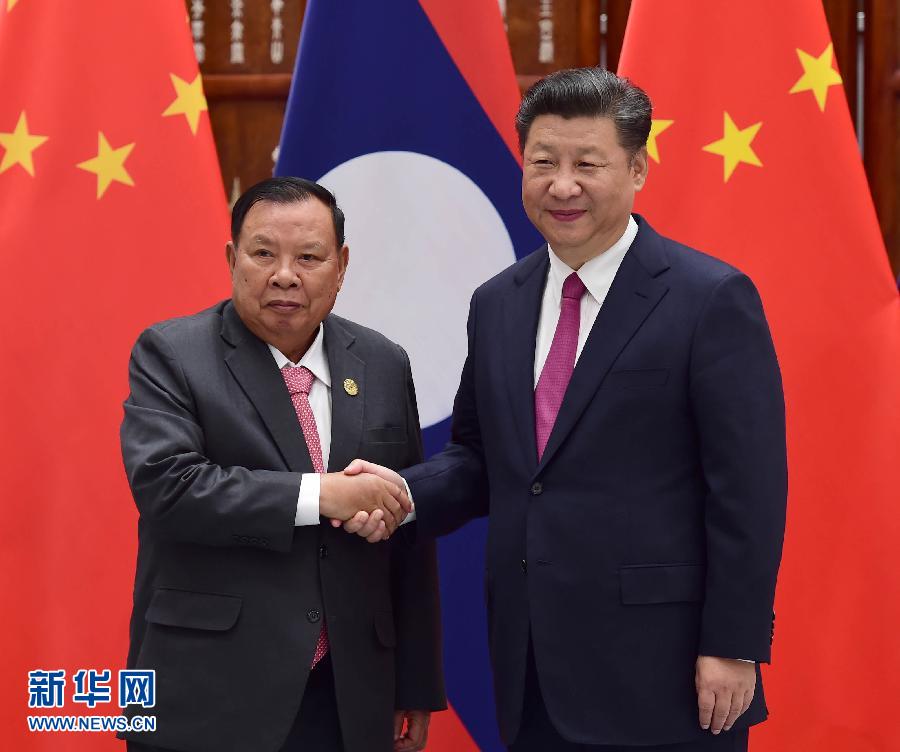 9月2日，國家主席習近平在杭州會見老撾國家主席本揚。新華社記者張鐸攝