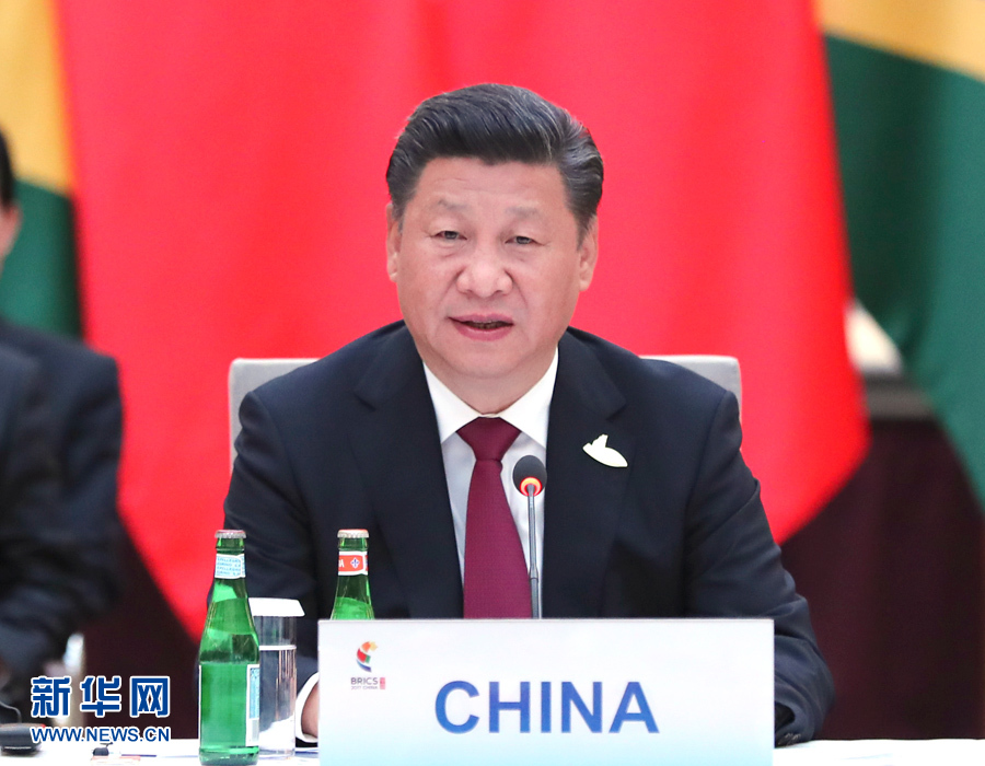 7月7日，國家主席習近平在德國漢堡主持金磚國家領導人非正式會晤，發表引導性講話和總結講話。 新華社記者 馬占成 攝