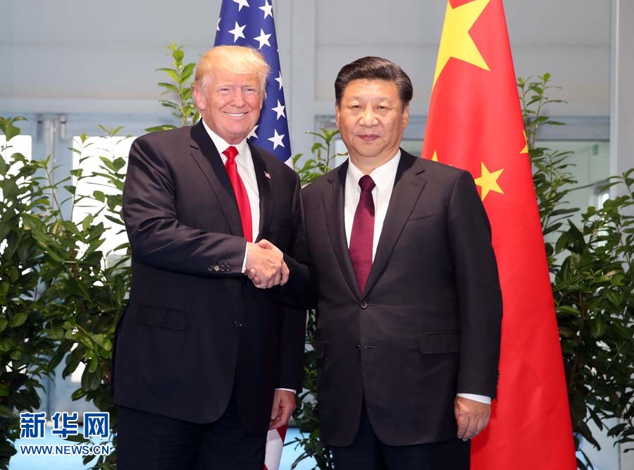7月8日，國家主席習(xí)近平在二十國集團領(lǐng)導(dǎo)人漢堡峰會閉幕后會見美國總統(tǒng)特朗普，就中美關(guān)系及共同關(guān)心的重大國際和地區(qū)問題深入交換意見。新華社記者 姚大偉 攝