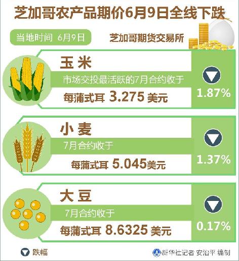 （圖表）［財經·行情］芝加哥農產品期價6月9日全線下跌